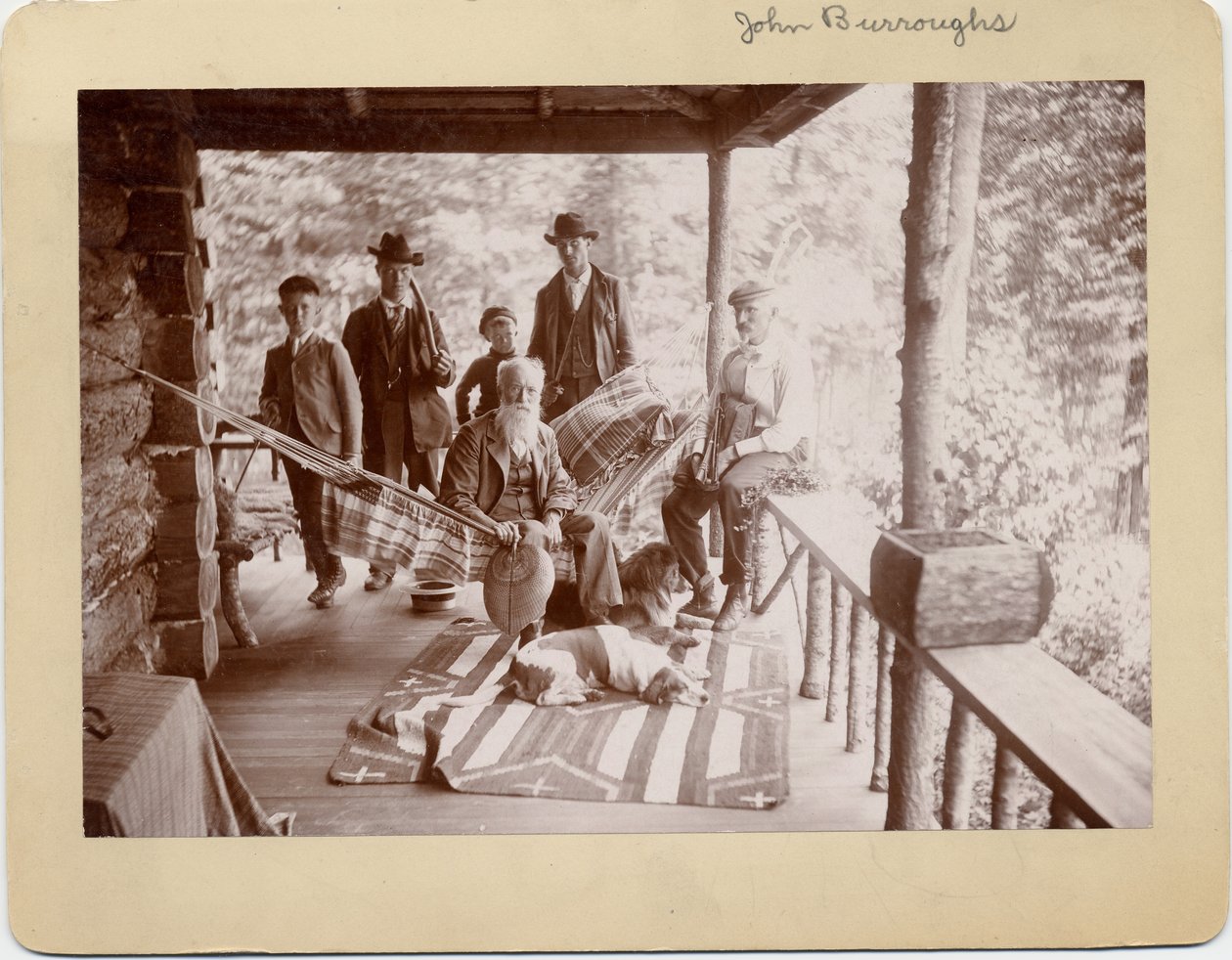 John Burroughs (1827-1921), American Naturalist, Seated on Hammock in Centre of Group by American Photographer
