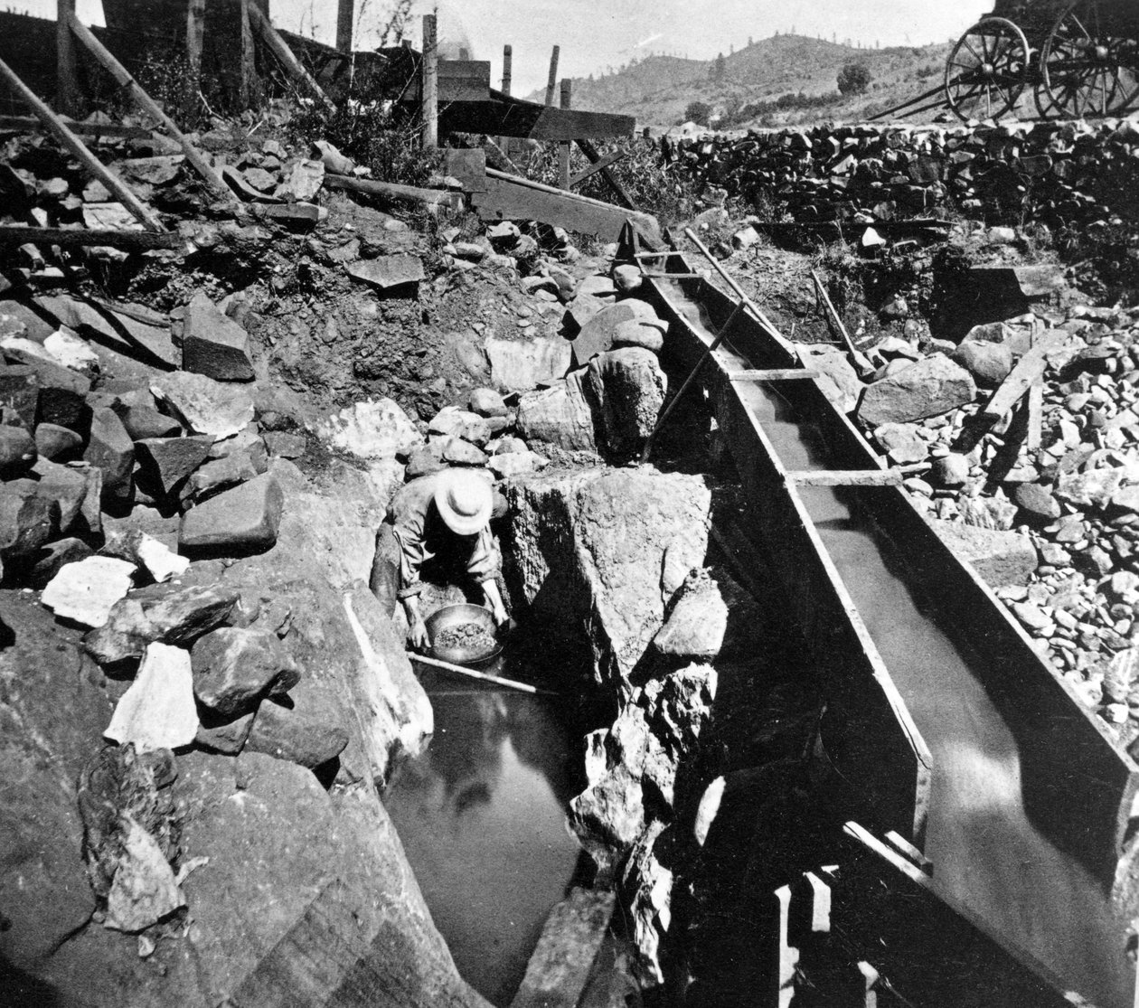 Placer Mining, Panning Out, from Gems of California Scenery published by Lawrence and Houseworth, 1866 by American Photographer