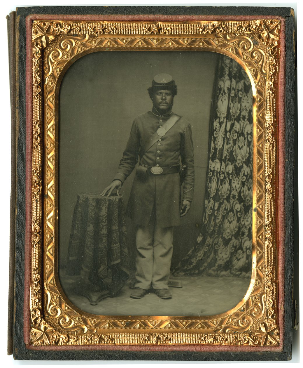 Portrait of Black soldier Private Co. I, 54th Mass. Infantry, c.1863 by American Photographer