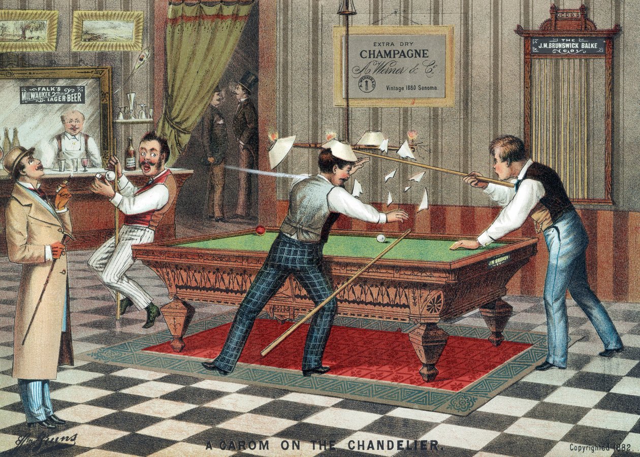 A Carom on the Chandelier, pub. 1882 by American School