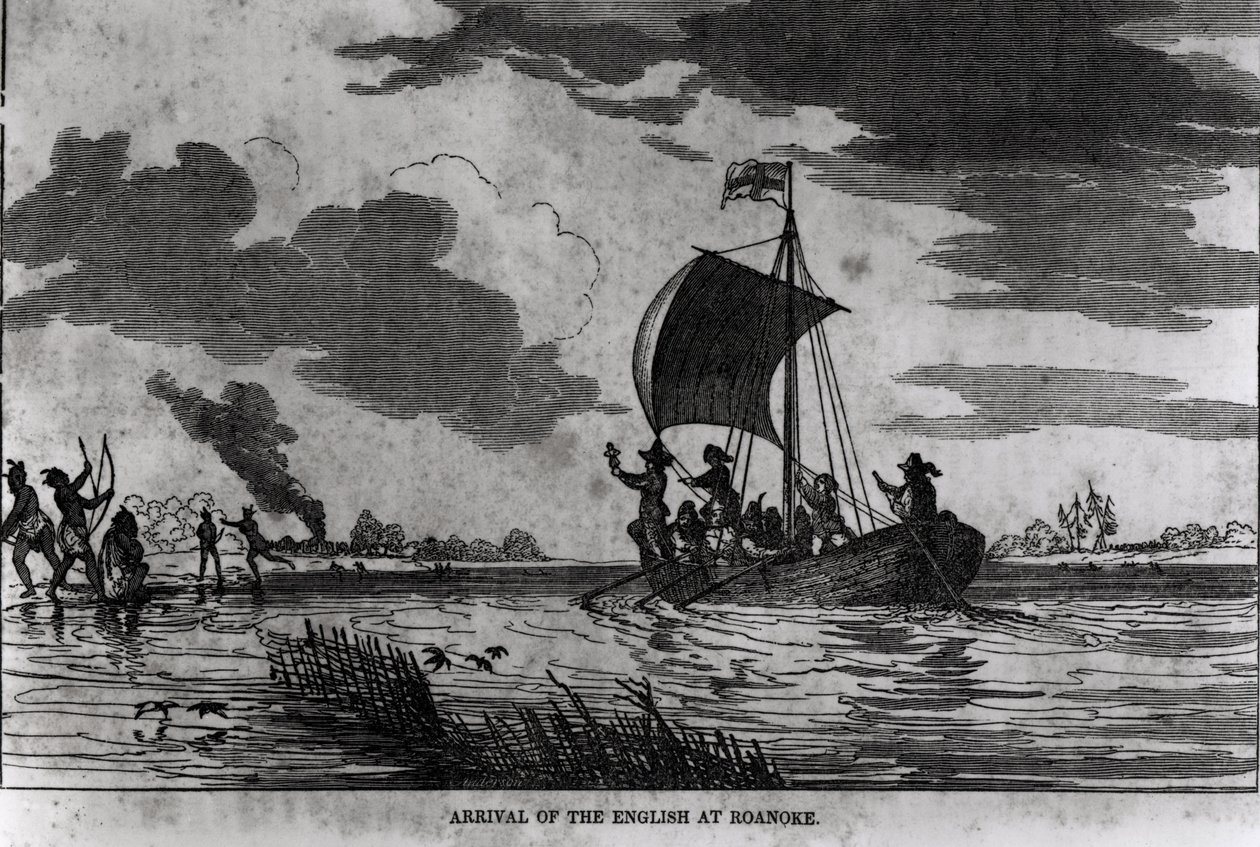 Arrival of the English at Roanoke, 1587, from Justin Winsor