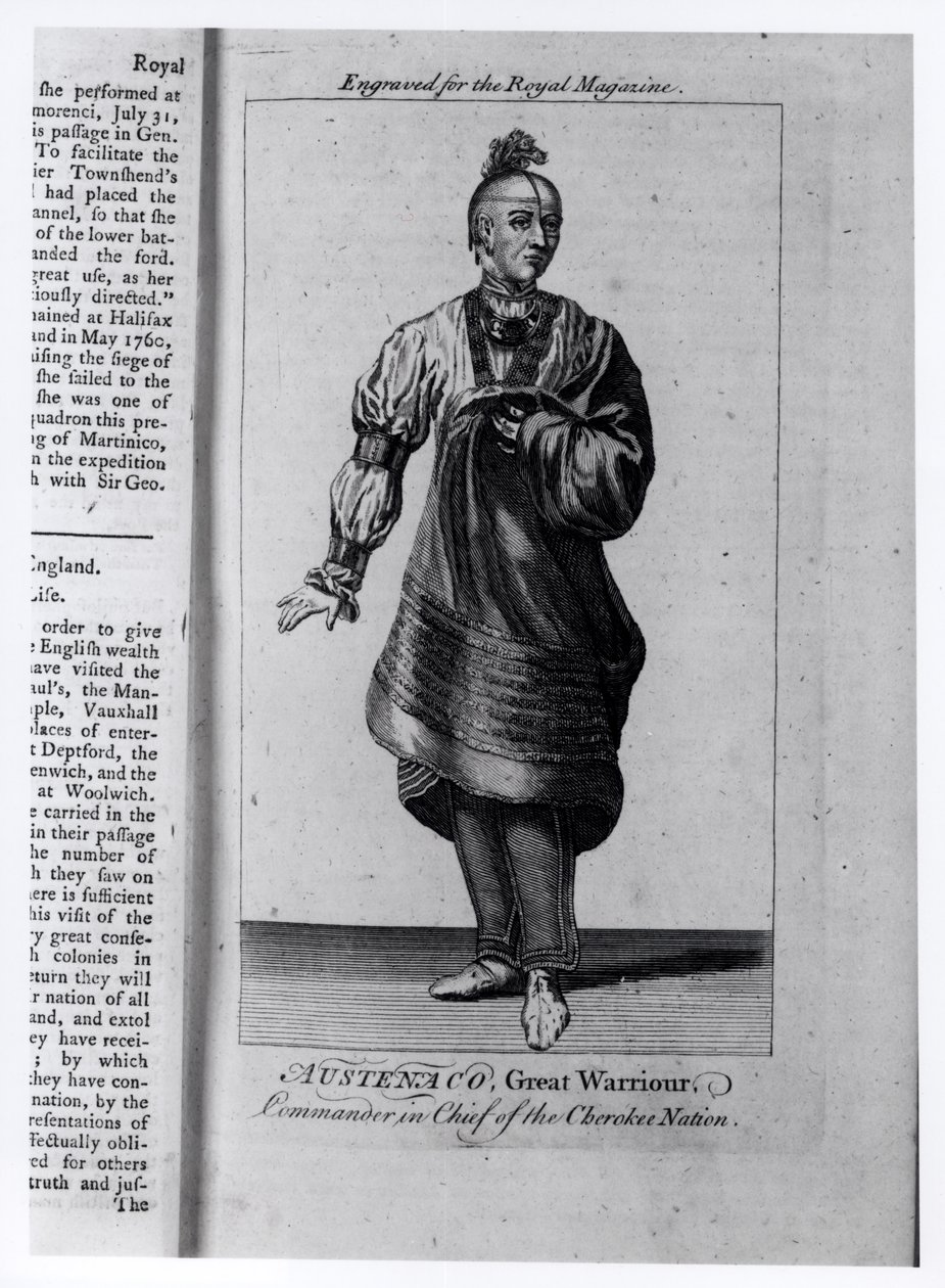 Austenaco, Great Warrior, Commander in Chief of the Cherokee Nation, illustration from 