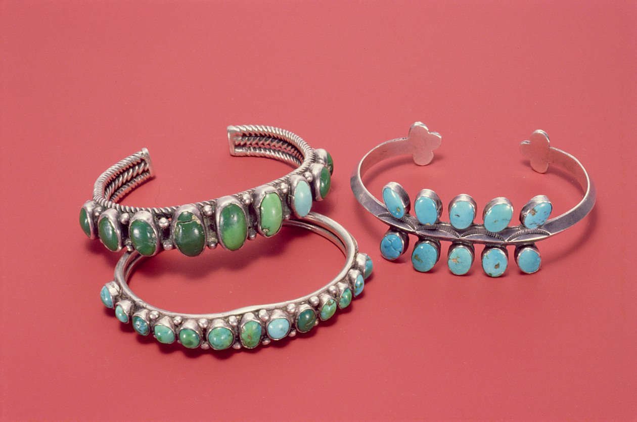 Navajo Bracelets (silver and turquoise) by American School