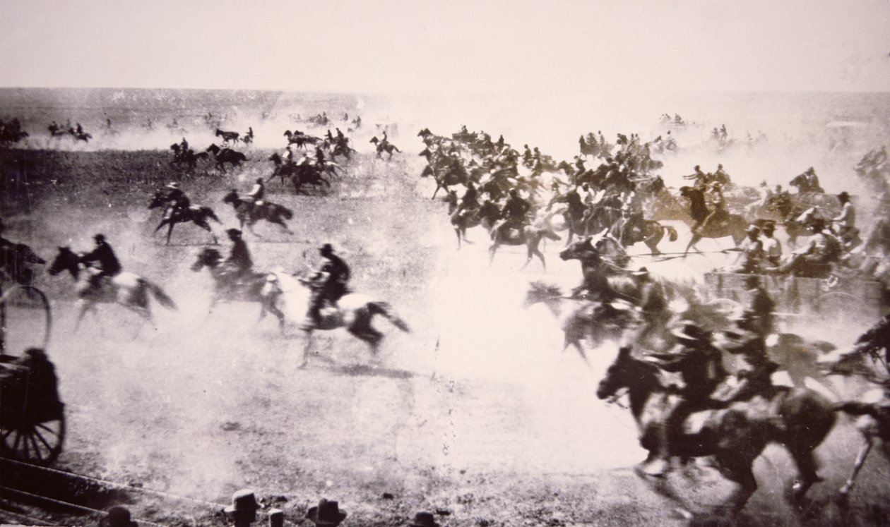 Homesteaders rushing into the Cherokee Strip by American Photographer