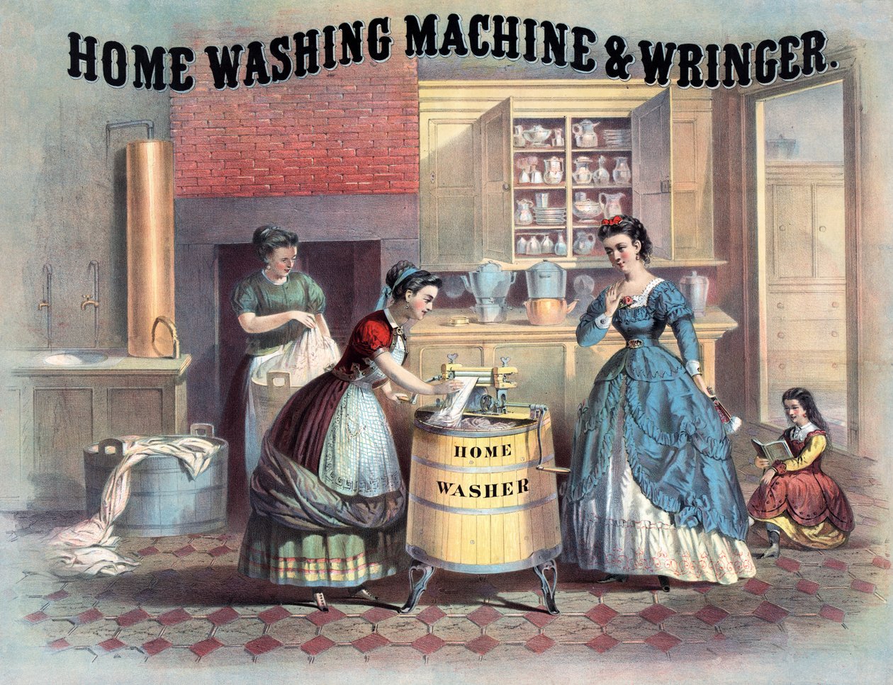 Home Washing Machine and Wringer, c.1869 by American School