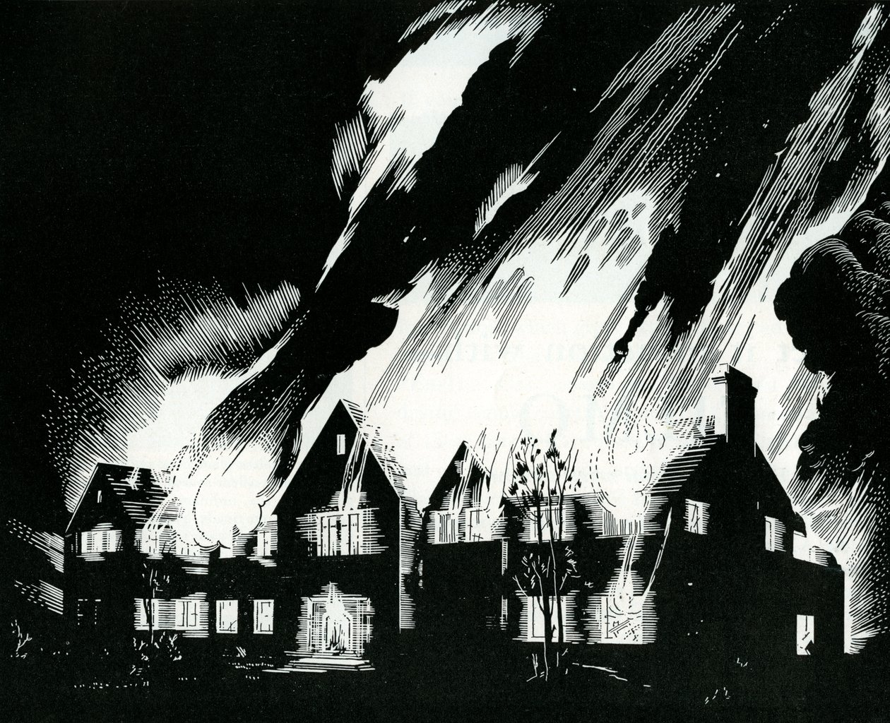 House Engulfed in Flames by American School