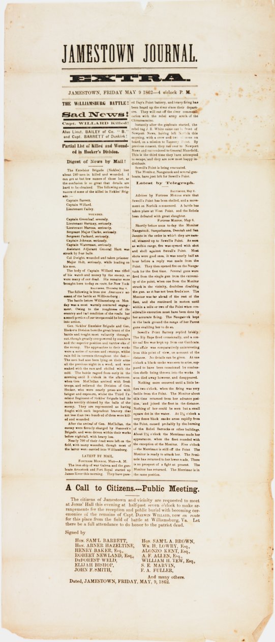 Jamestown Journal Extra, 9 May 1862 by American School