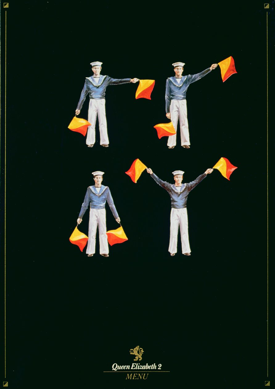 Menu cover from aboard the QE2 by American School
