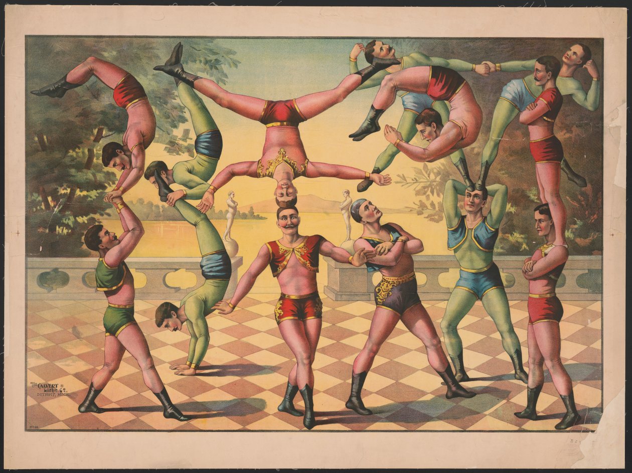 Thirteen Men Doing Acrobatics, c.1891 by American School
