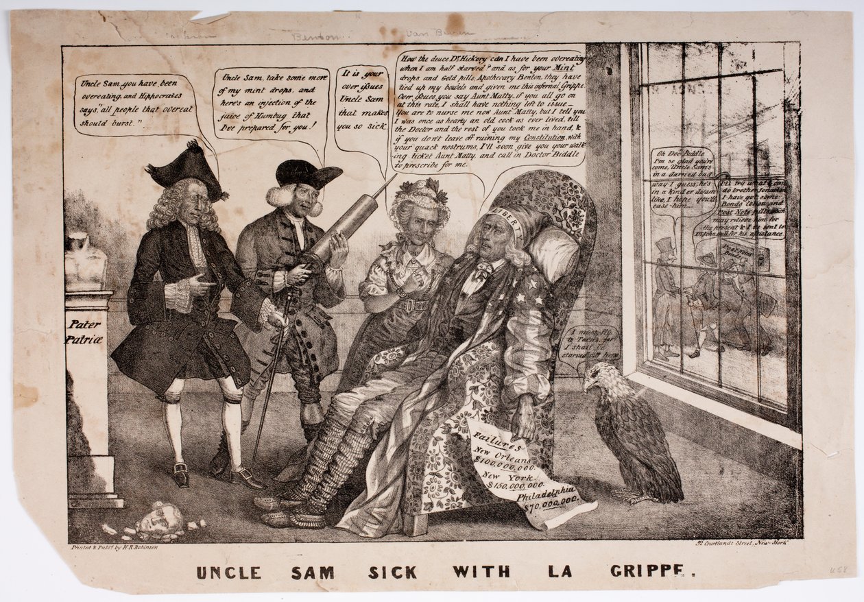 Uncle Sam Sick with La Grippe, 1837 by American School