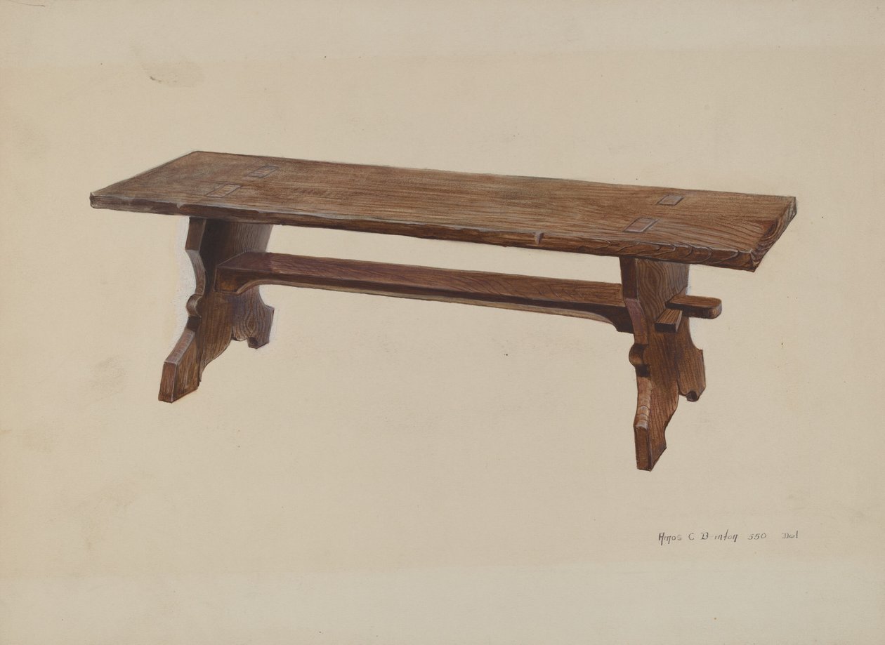 Moravian Church Bench by Amos C. Brinton