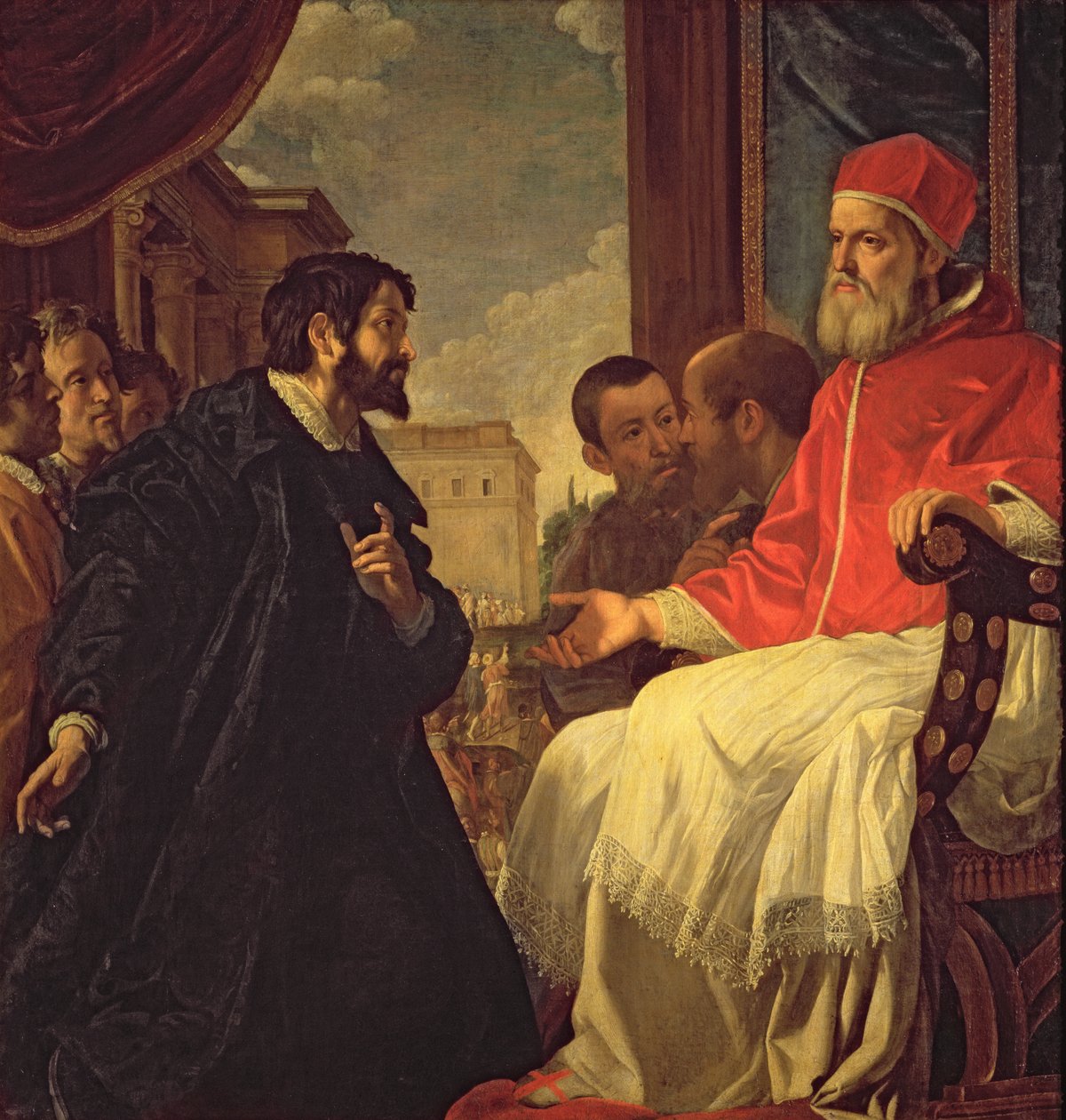 Michelangelo and Pope Julius II by Anastasio Fontebuoni