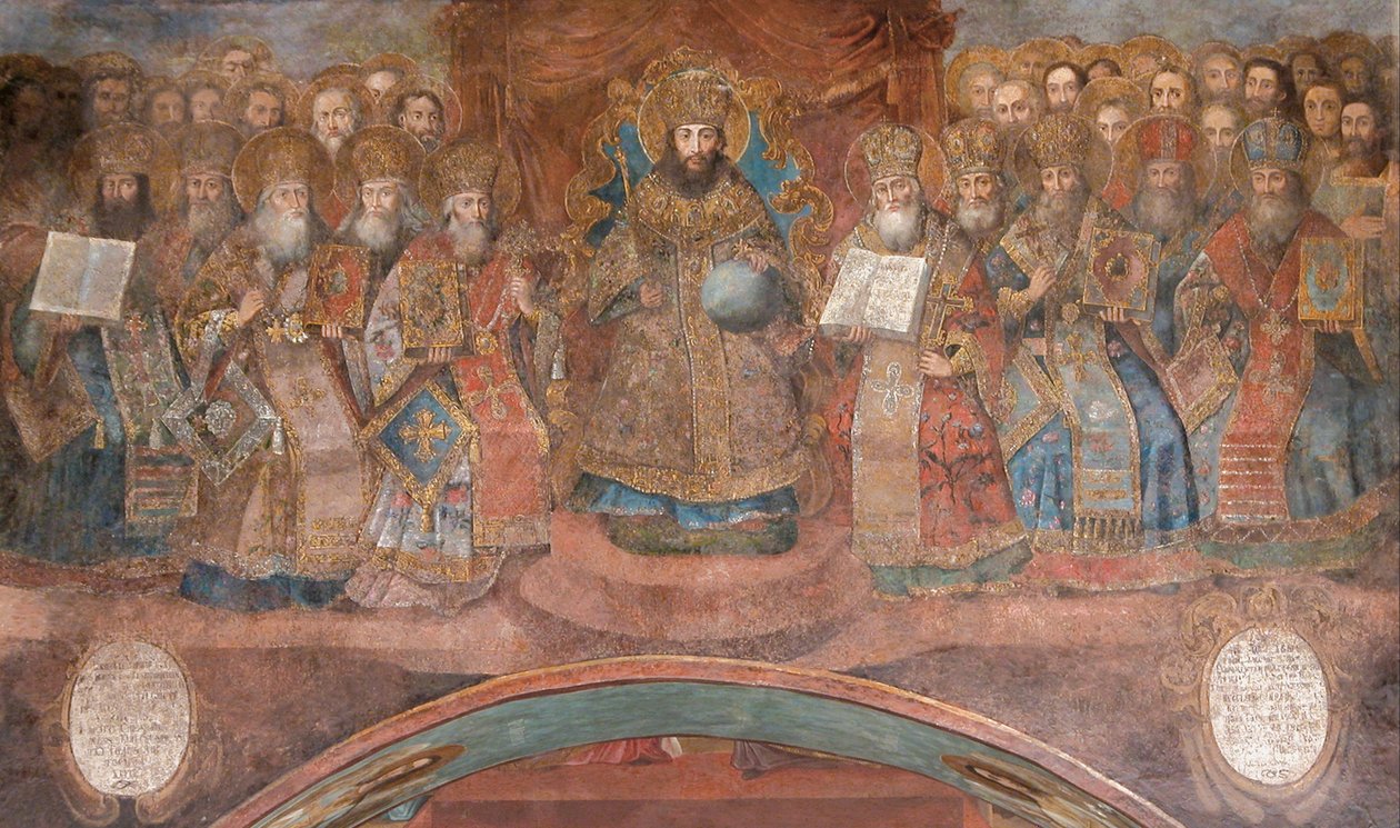 First Council of Nicaea by Ancient Russian frescos