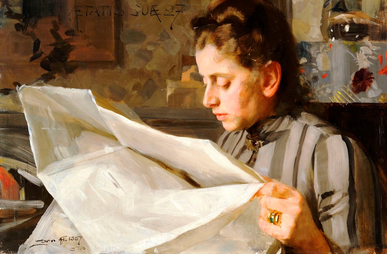 Emma Zorn, Reading by Anders Leonard Zorn
