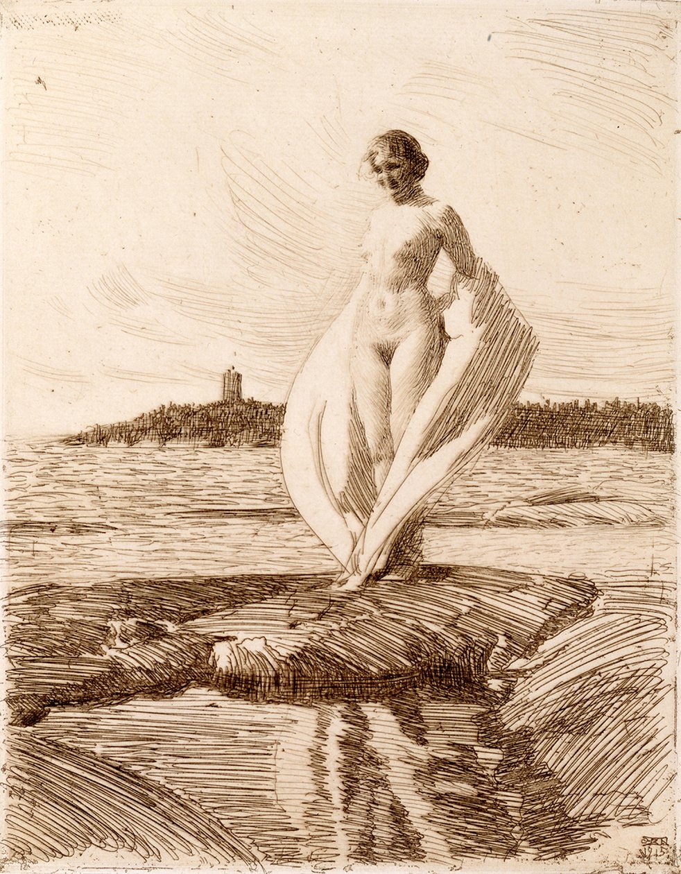 Woman with Scarf by Anders Leonard Zorn