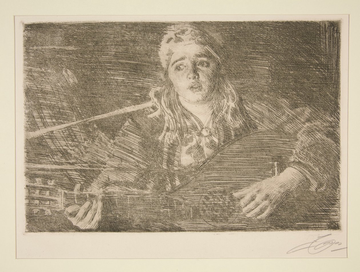 Woman with Swedish Lute by Anders Leonard Zorn