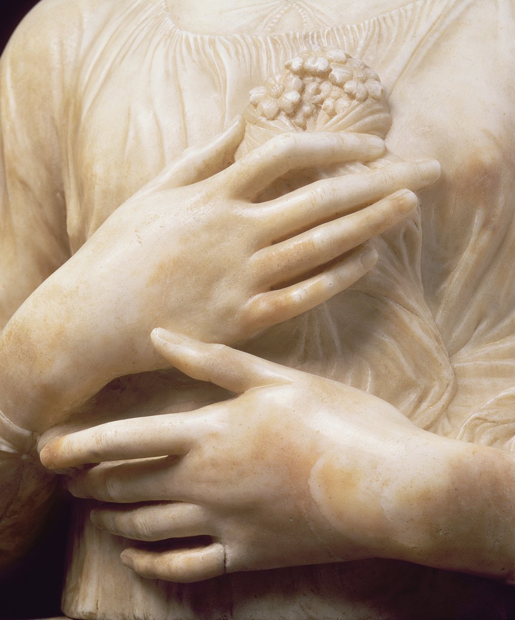 Woman with a Bouquet, Detail of Her Hands c.1475-80 (detail) by Andrea del Verrocchio