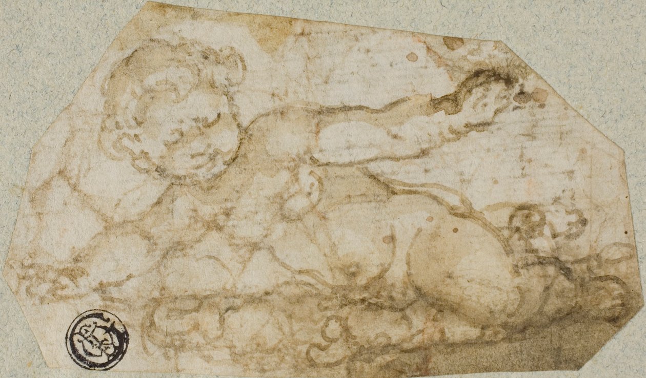 Putto with Garland by Andrea Lilio