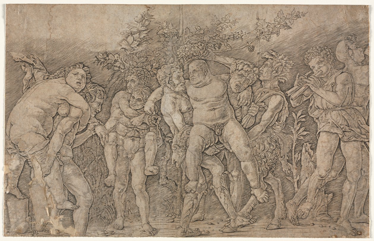 Bacchanal with Silenus by Andrea Mantegna