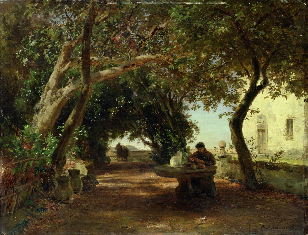 Italian Cloisters by Andreas Achenbach