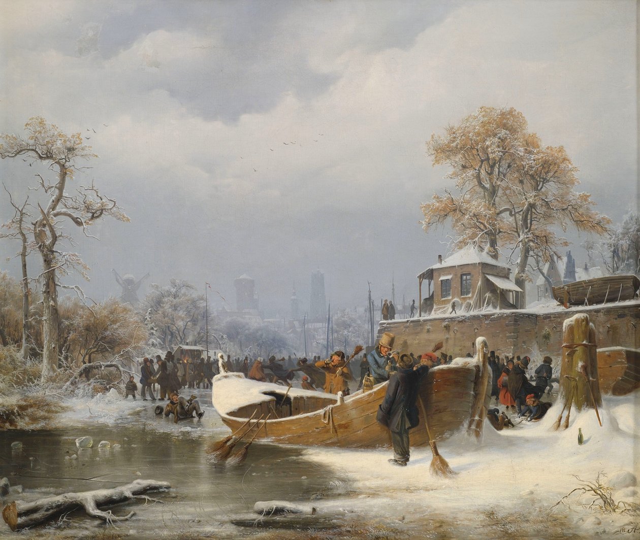 Winter Boat Dock by Andreas Achenbach