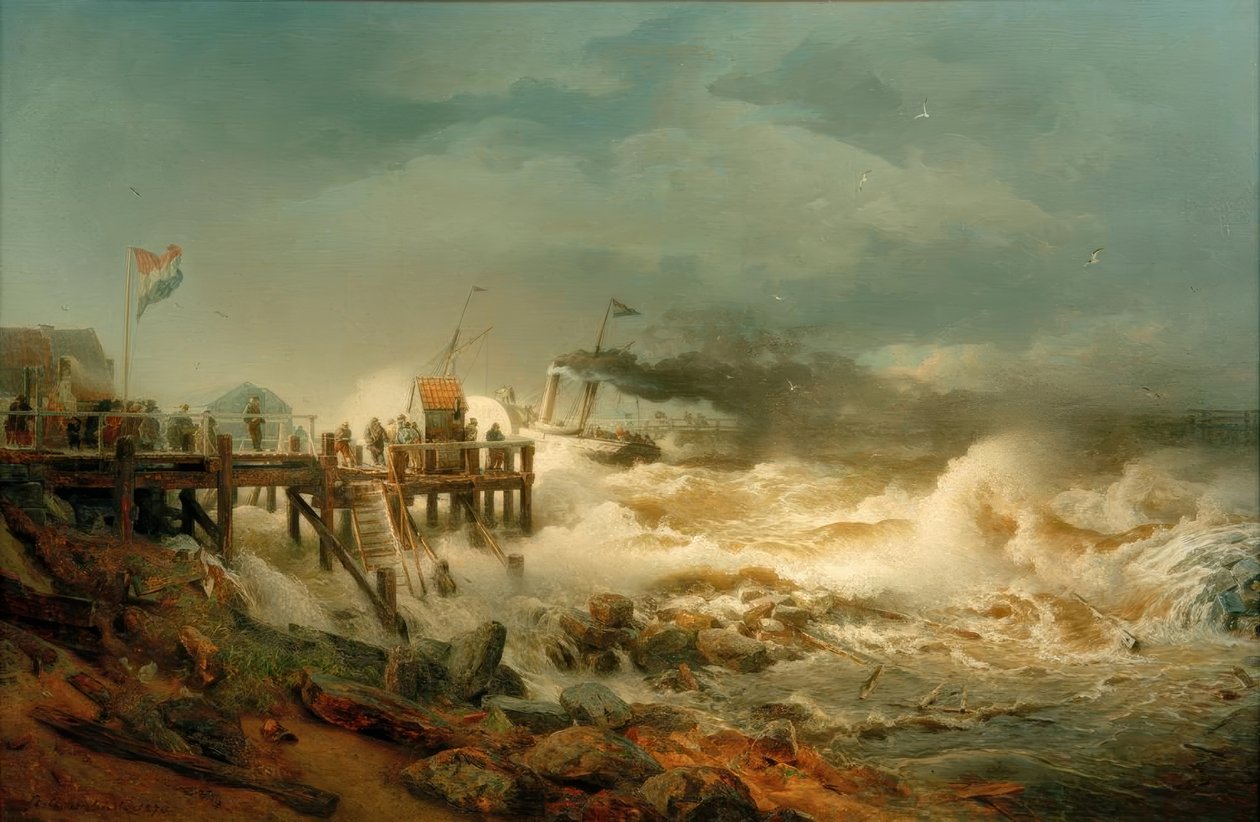 Departure of a Steamer by Andreas Achenbach