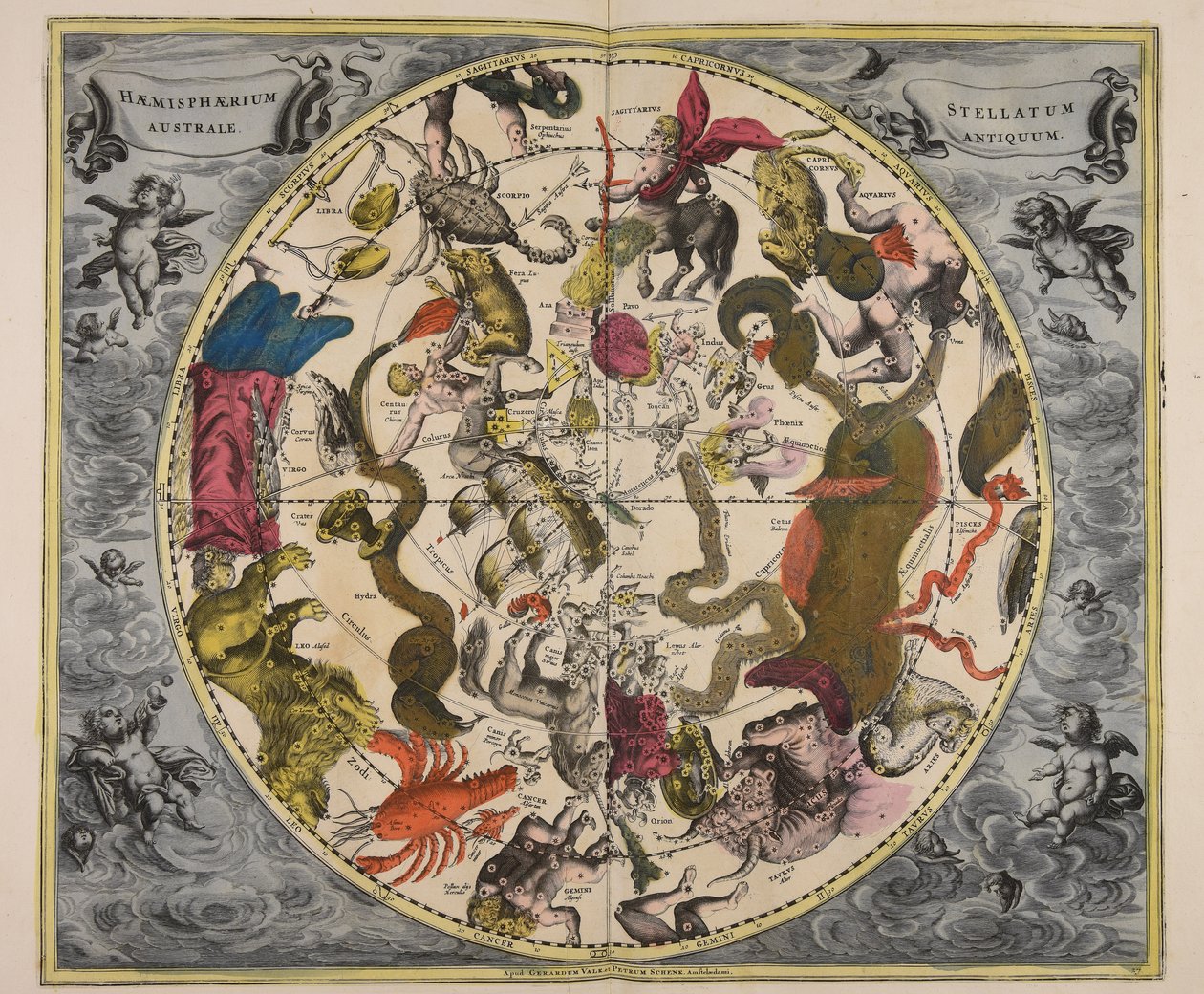 Ancient Southern Starry Hemisphere by Andreas Cellarius