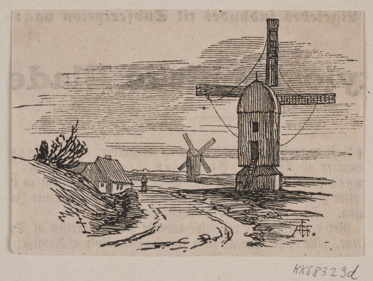 Two Windmills by a Road by Andreas Flinch