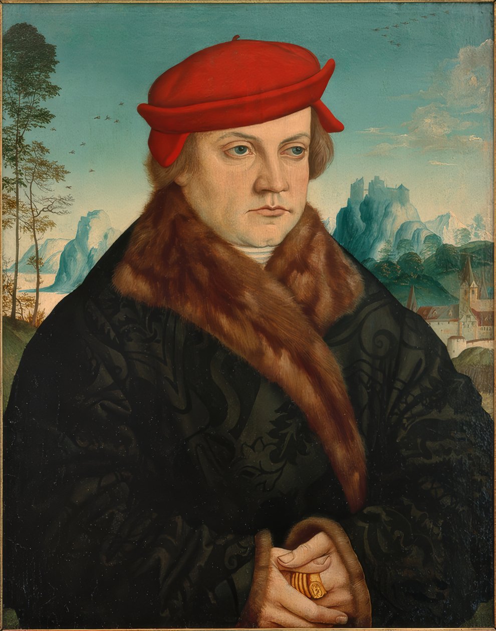 Portrait of a Man with a Red Beret by Andreas Haider