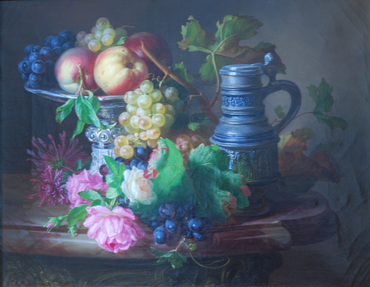 Flowers and Fruits with Jug by Andreas Lach