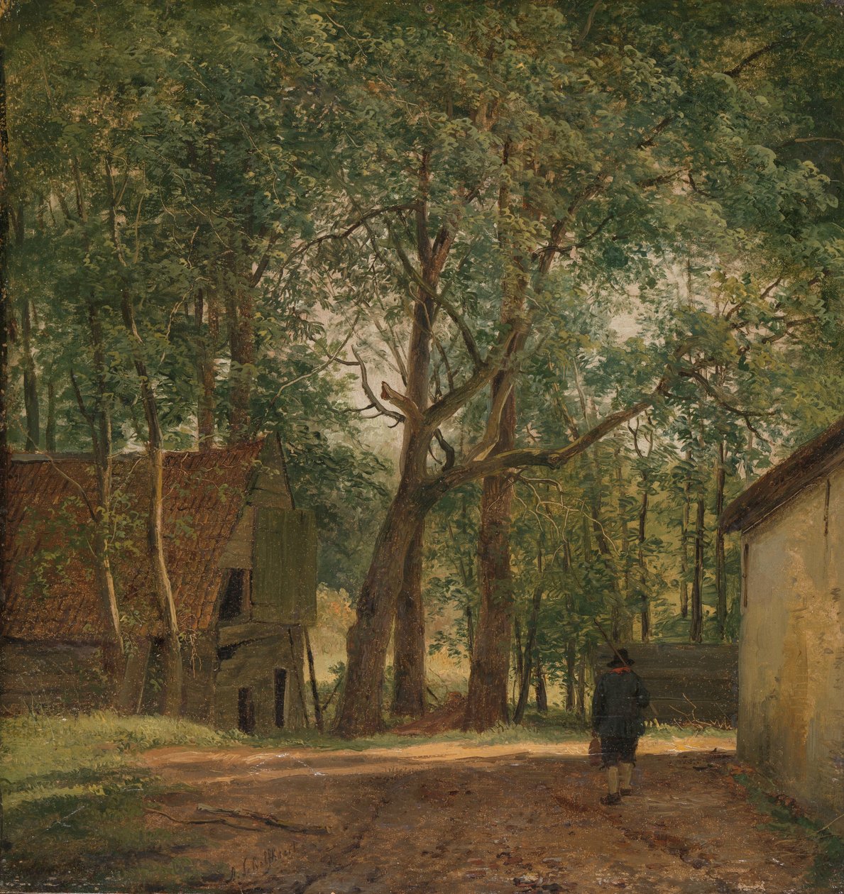 Farmyard by Andreas Schelfhout (signed by artist)