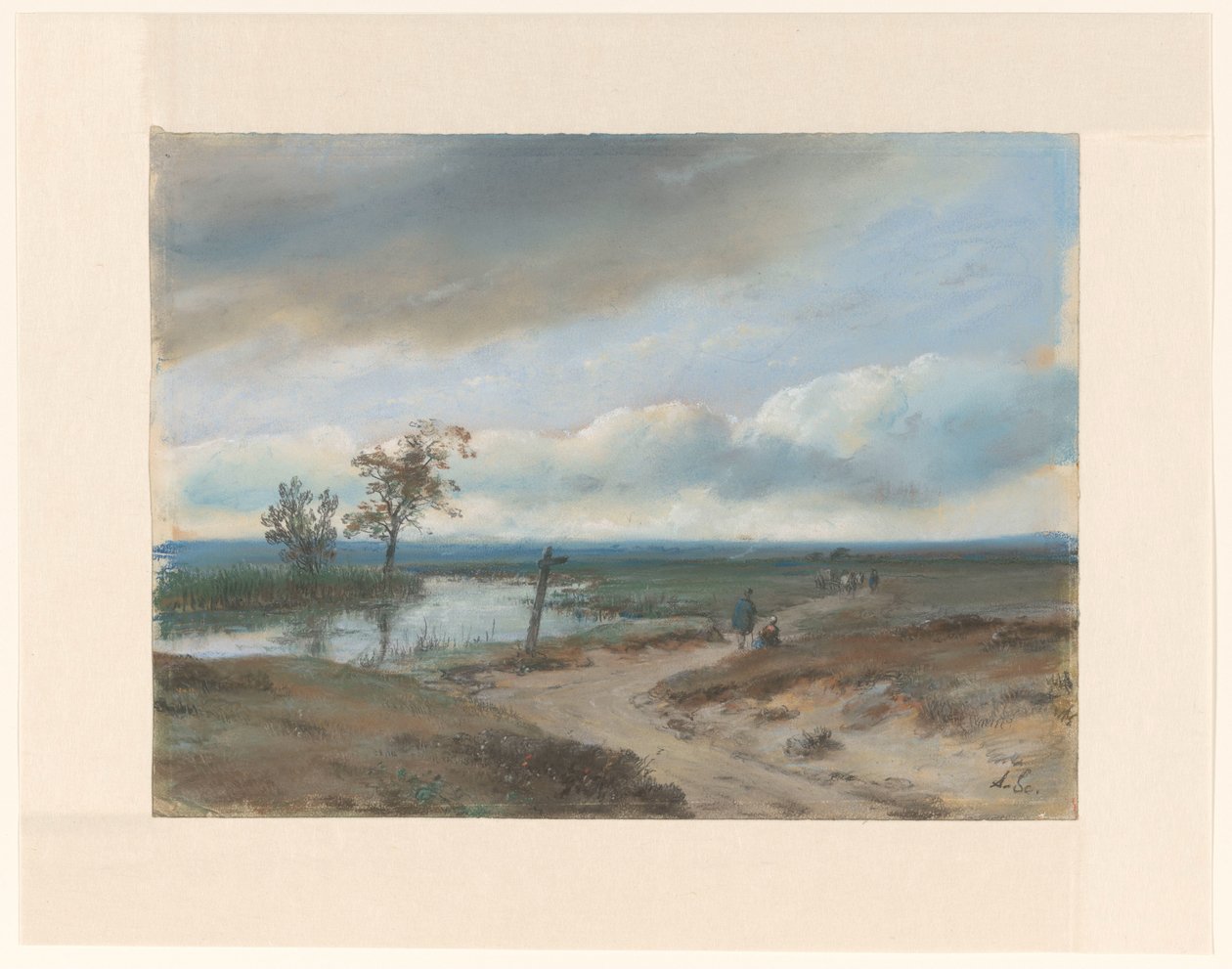Fen Landscape by Andreas Schelfhout (signed by artist)