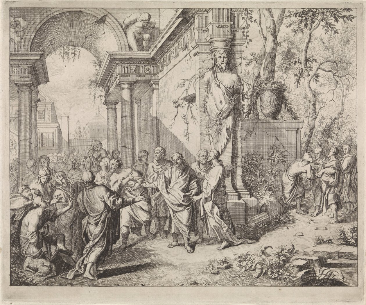 Christ Healing Two Blind Men by Andreas van der Myn (possibly)