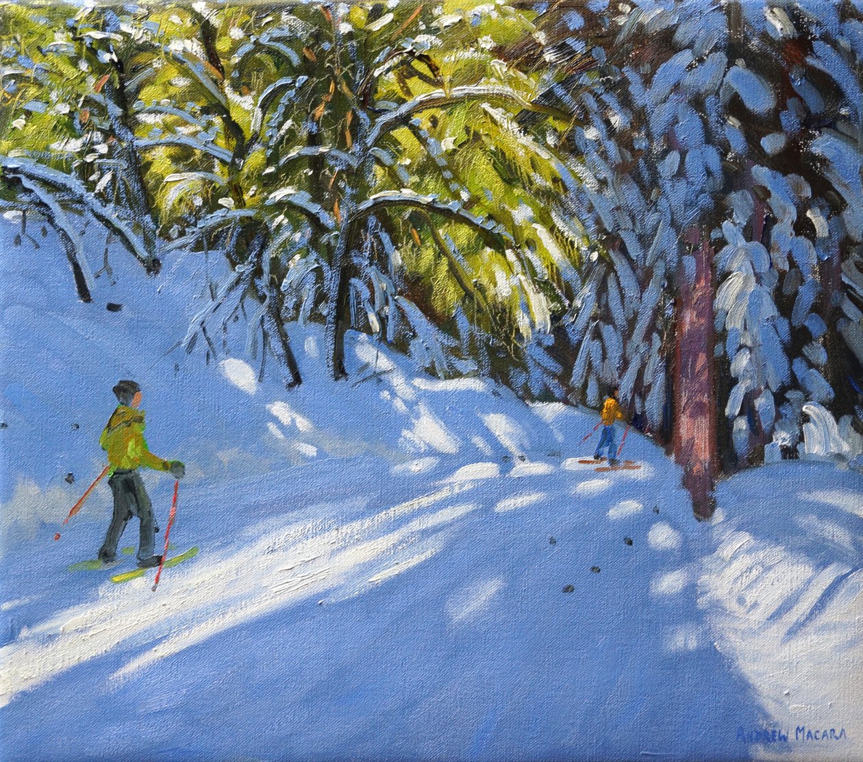 Skiing through the Woods, La Clusaz by Andrew Macara