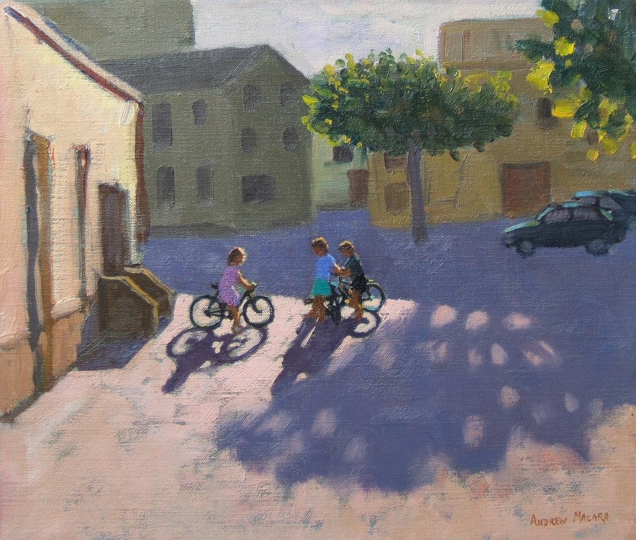 Three children with bicycles, Spain by Andrew Macara