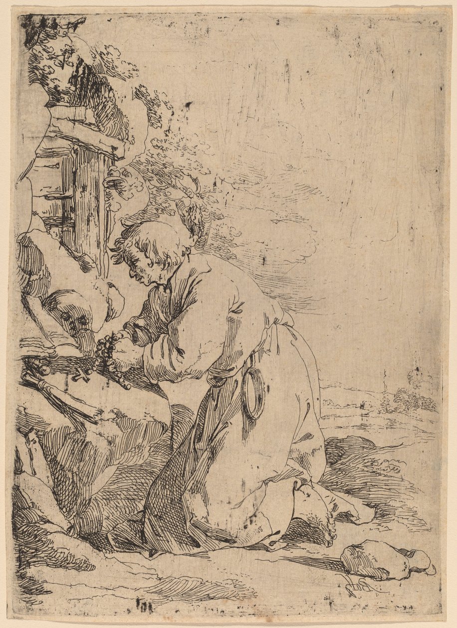 The Kneeling Hermit Facing Left by Andries Both