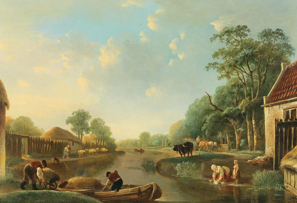 A Dutch Canal Landscape by Andries Vermeulen