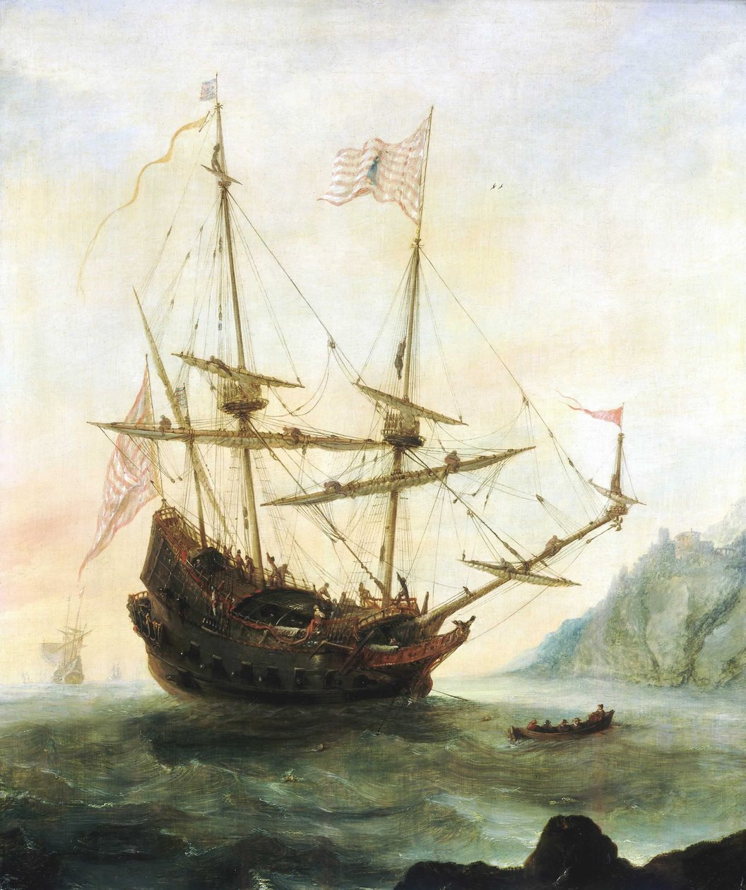 The Santa Maria at Anchor by Andries van Eertvelt