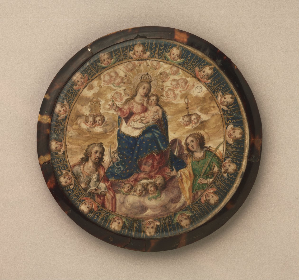 Nuns Shield Showing the Virgin and Child with Saints John the Baptist and Catherine of Alexandria by Andrés Lagarto