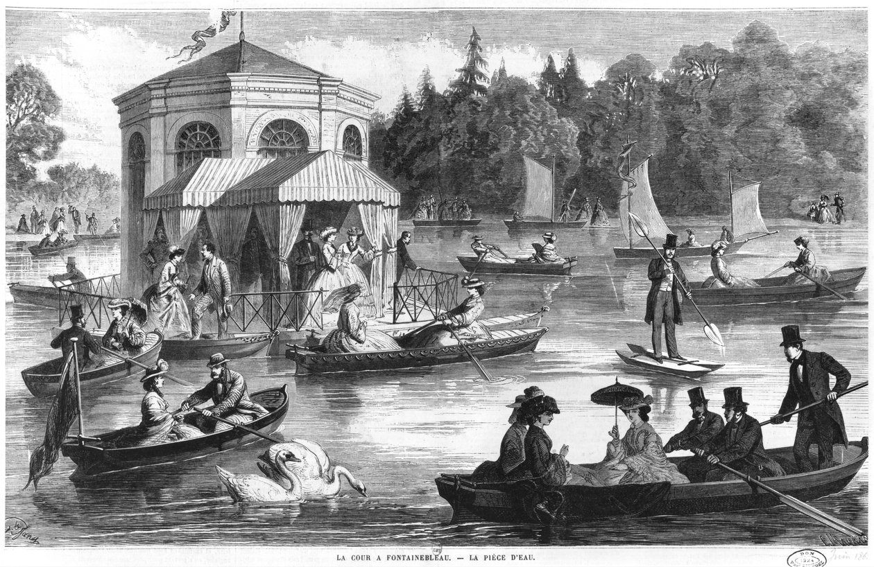 View of the Pond of the Court at Fontainebleau, engraved by Charles Maurand by Ange Louis Janet
