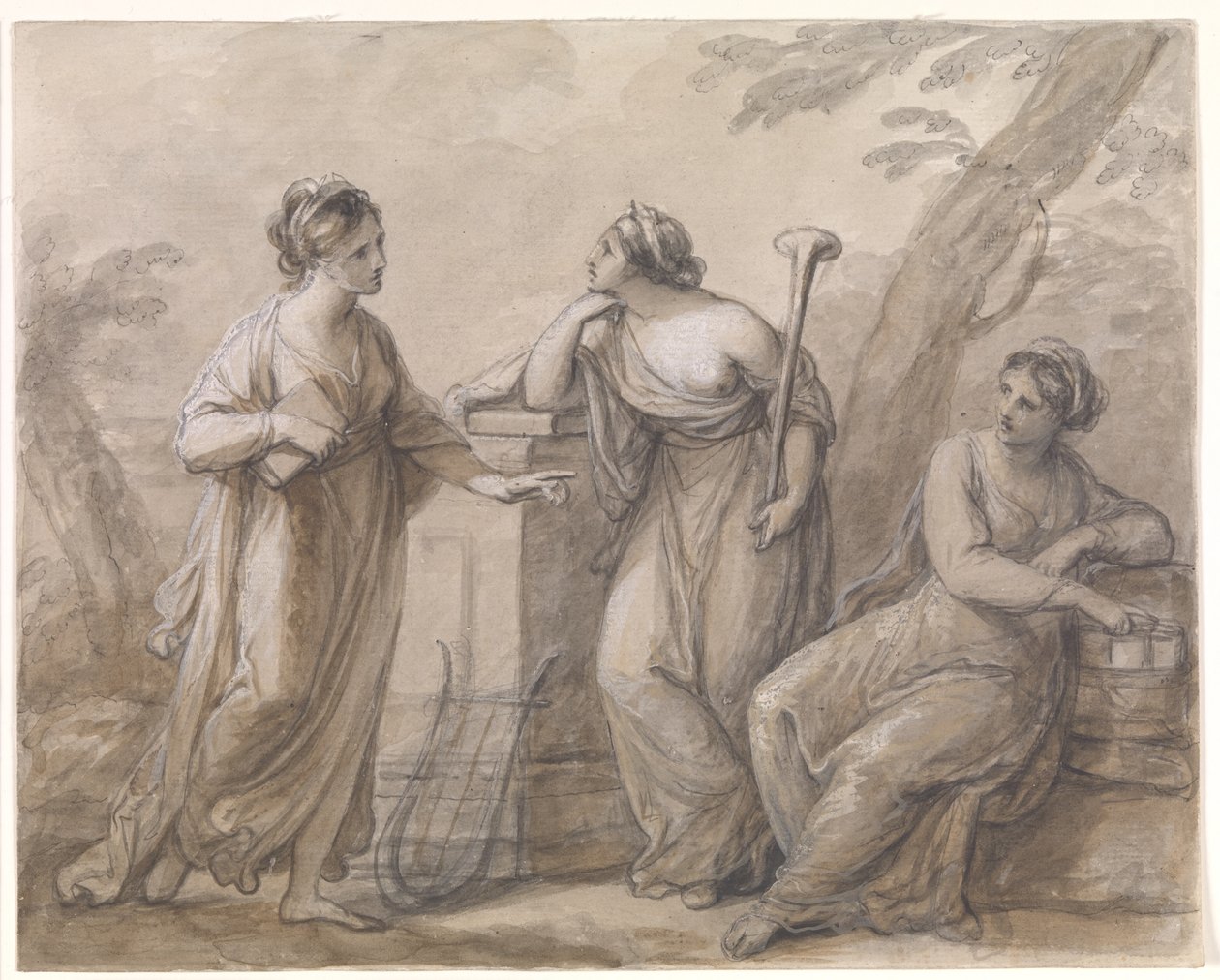 Three Muses in Conversation by Angelica Kauffmann