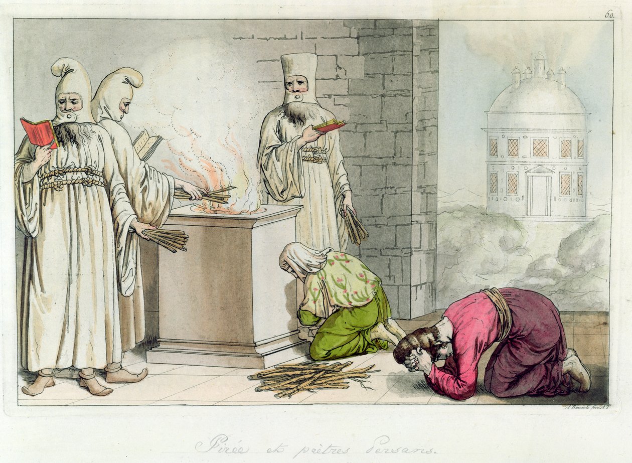 Pyre with Persian Priests, illustration from 