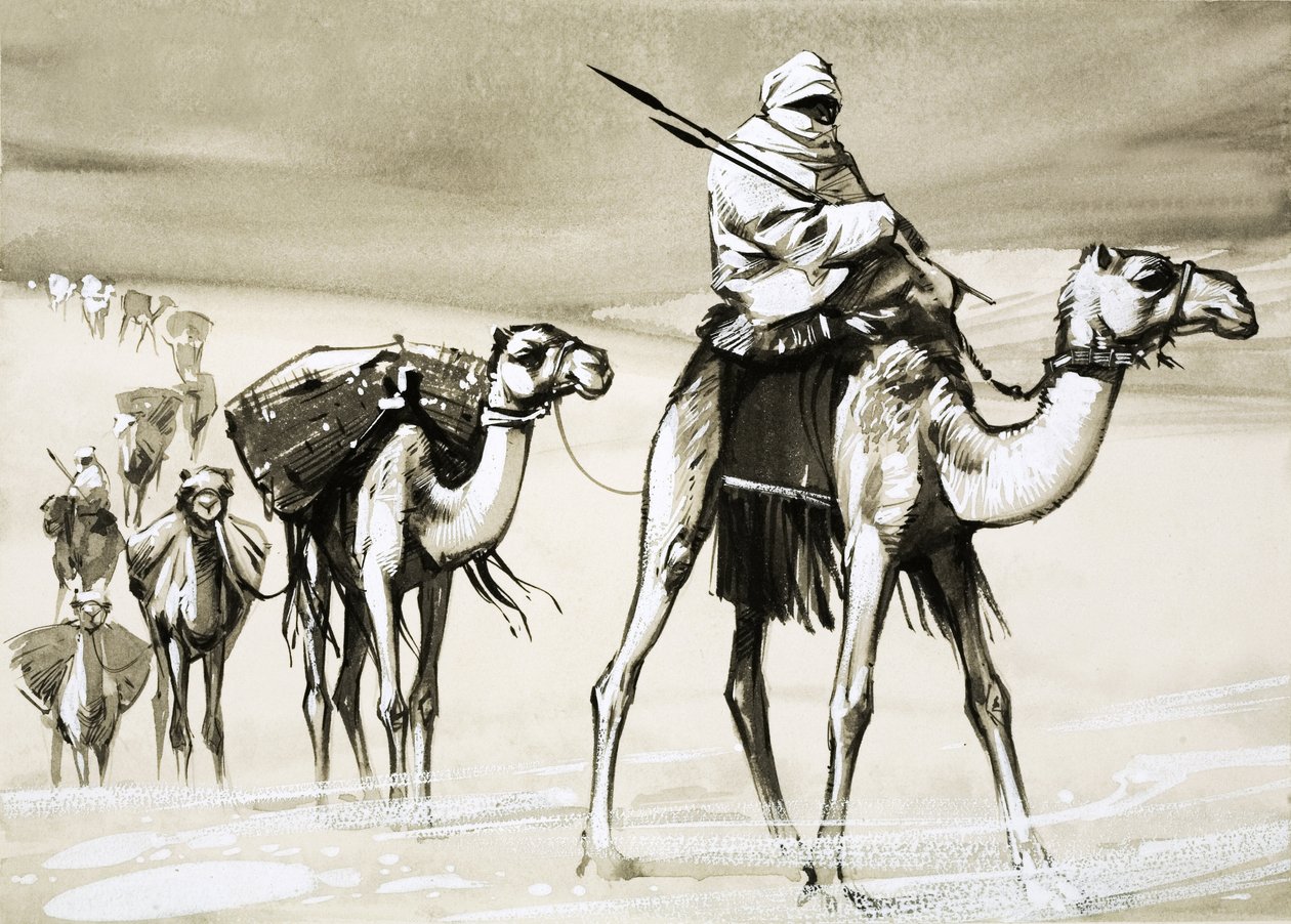 Camels crossing the desert by Angus McBride