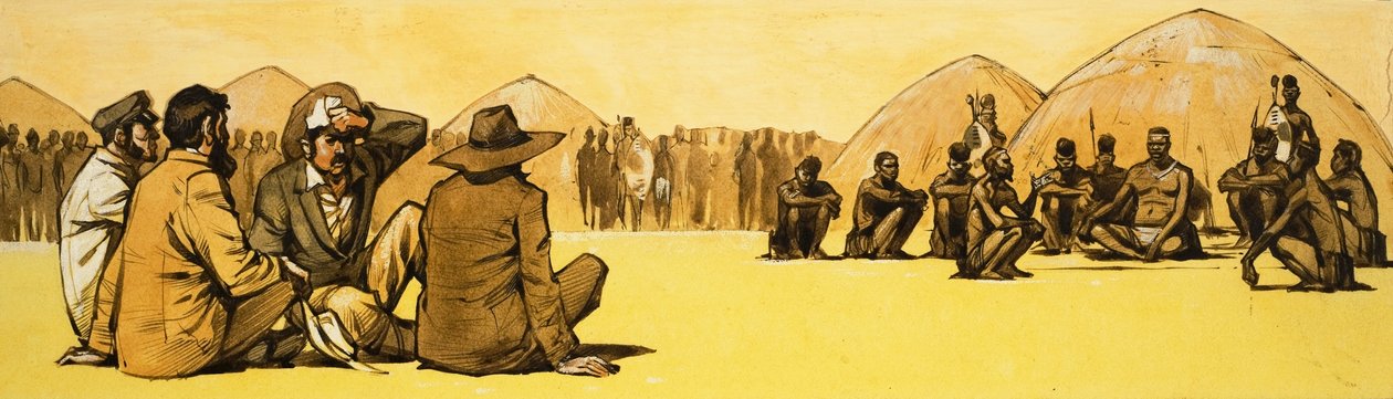 Pioneers Negotiate with Tribal Chiefs in Africa by Angus McBride