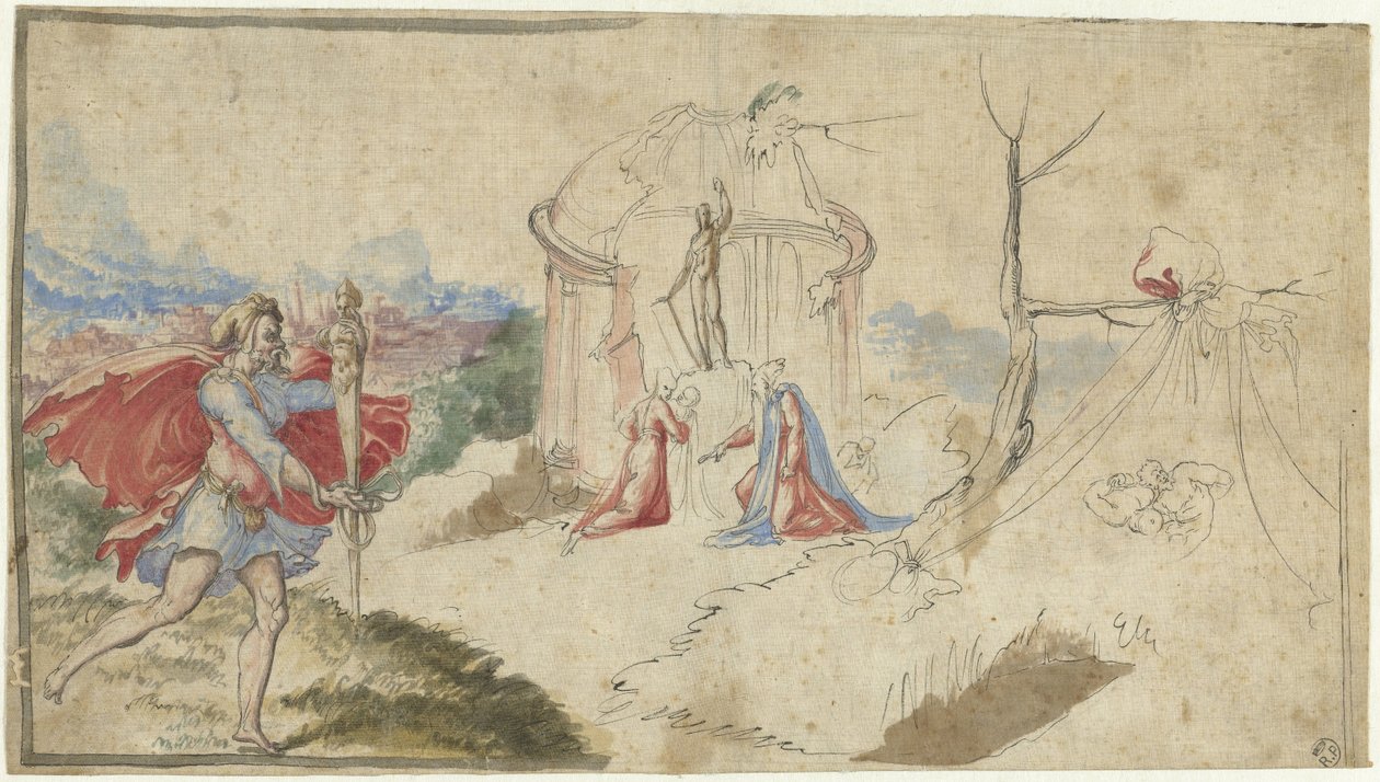 Mythological Scene (Aeneas Fleeing Troy?) by Aniello Redita
