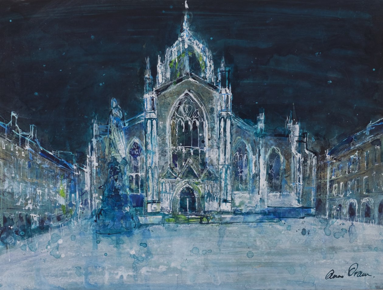 St Giles at Night by Ann Oram