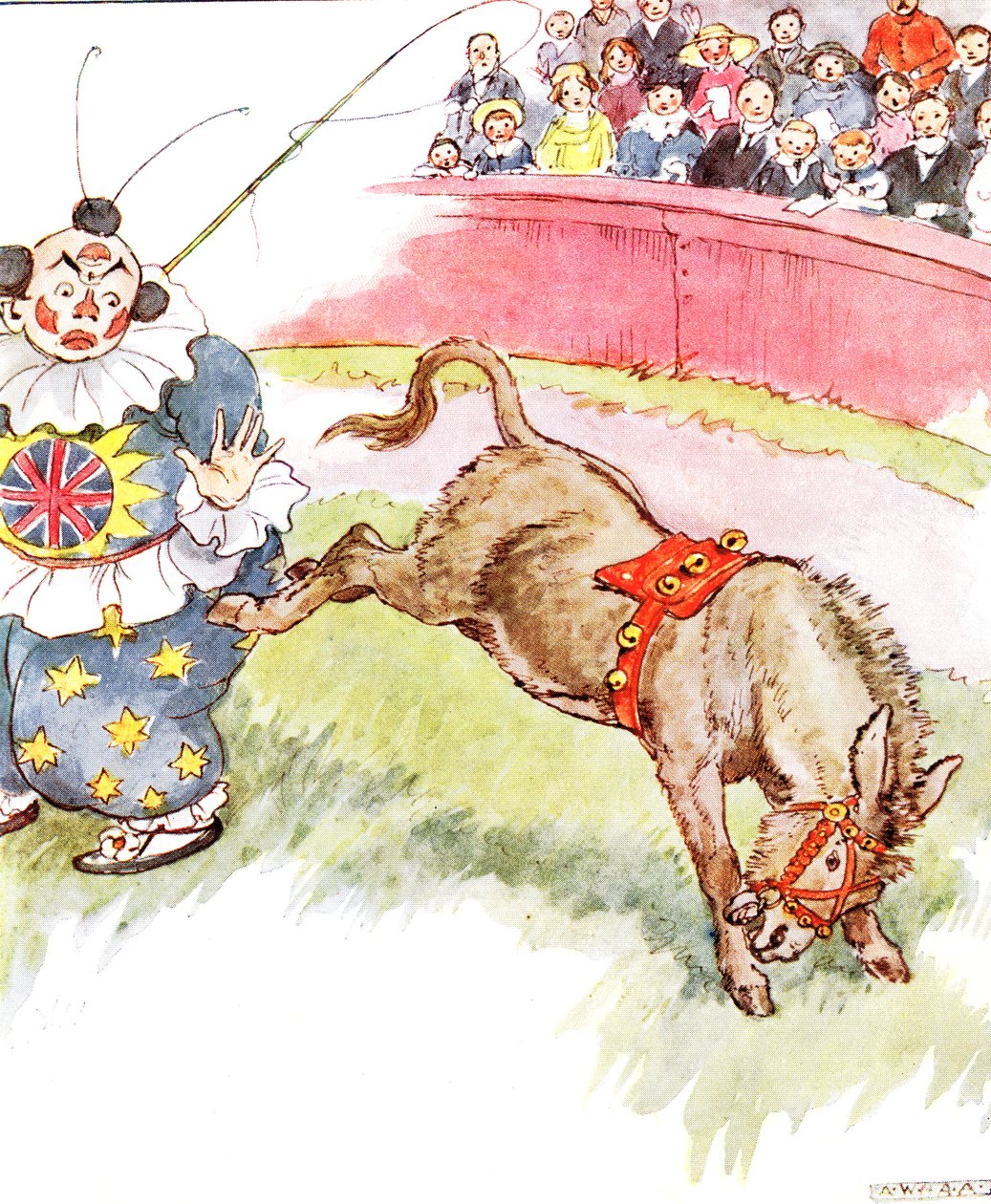 The clown was so silly today - I kicked him quite hard, illustration from 