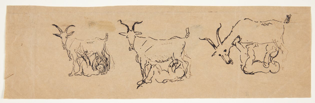 The Infant Zeus Suckling the Goat. 3 Studies. by Anne Marie Carl Nielsen