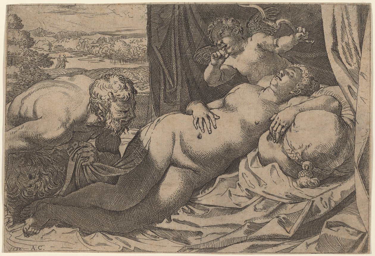 Venus and a Satyr by Annibale Carracci