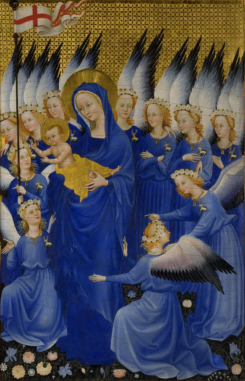 Mary with Child and Angels, Right Panel of Wilton Diptych, c.1395-9 by Unbekannt Unbekannt